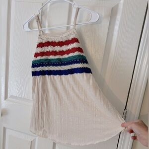 Crochet tank red green blue cream adjustable straps, lightweight semi sheer fun
